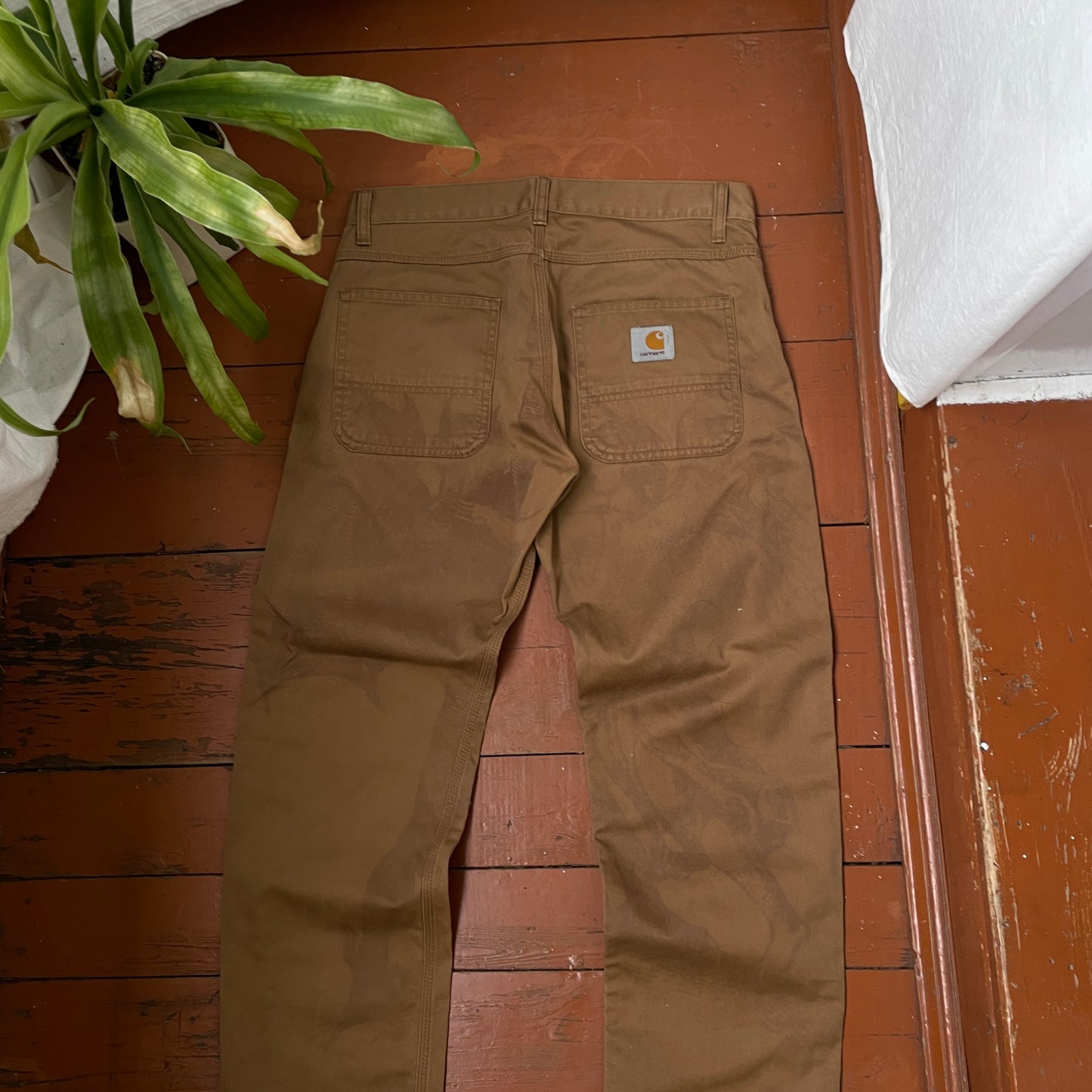 Custom Carhartt Angel and Demon Pants – Dark Brown Print | Vintage Workwear 1 of 1