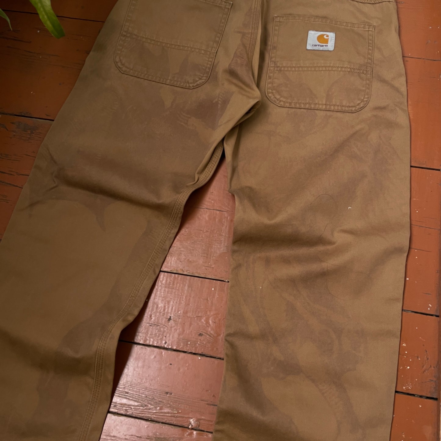 Custom Carhartt Angel and Demon Pants – Dark Brown Print | Vintage Workwear 1 of 1