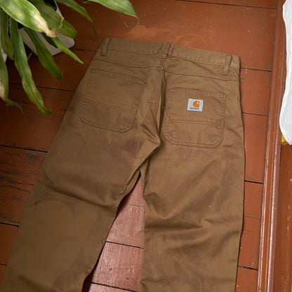 Custom Carhartt Angel and Demon Pants – Dark Brown Print | Vintage Workwear 1 of 1