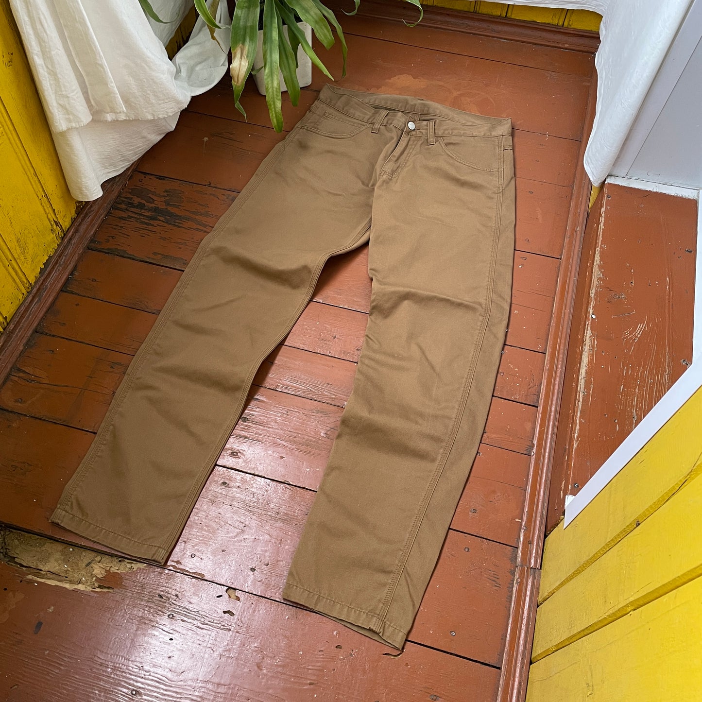 Custom Carhartt Angel and Demon Pants – Dark Brown Print | Vintage Workwear 1 of 1