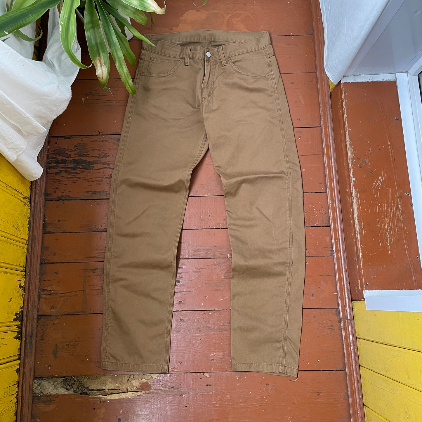 Custom Carhartt Angel and Demon Pants – Dark Brown Print | Vintage Workwear 1 of 1