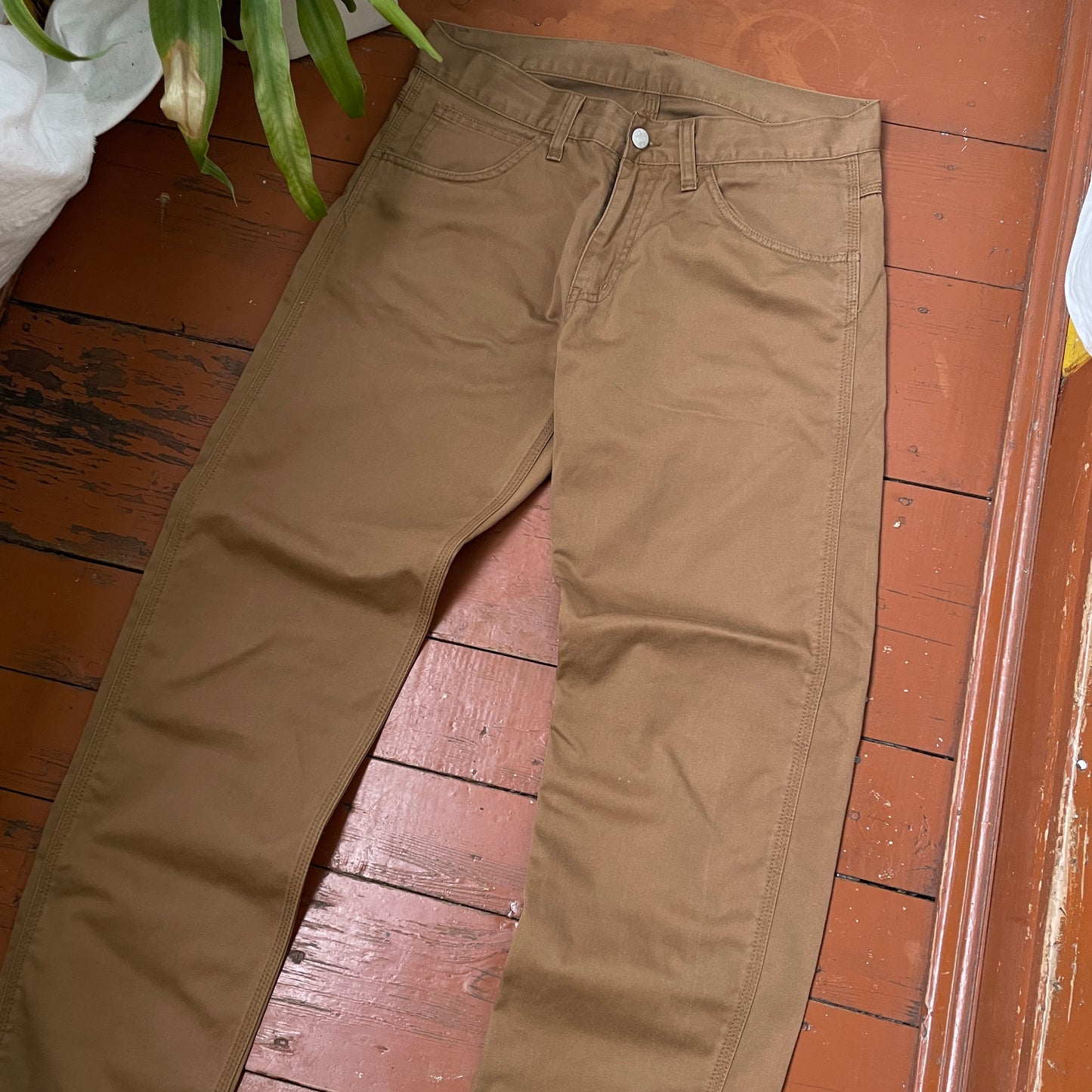 Custom Carhartt Angel and Demon Pants – Dark Brown Print | Vintage Workwear 1 of 1