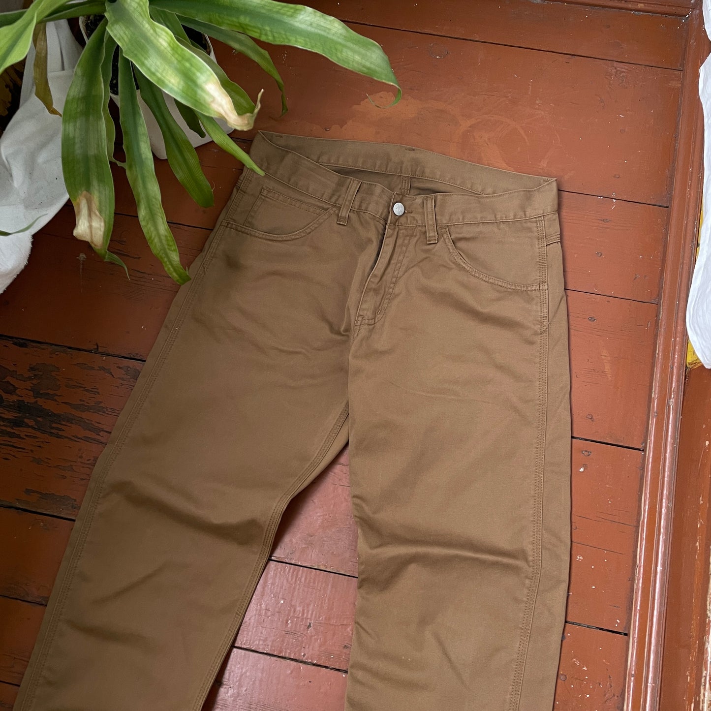 Custom Carhartt Angel and Demon Pants – Dark Brown Print | Vintage Workwear 1 of 1