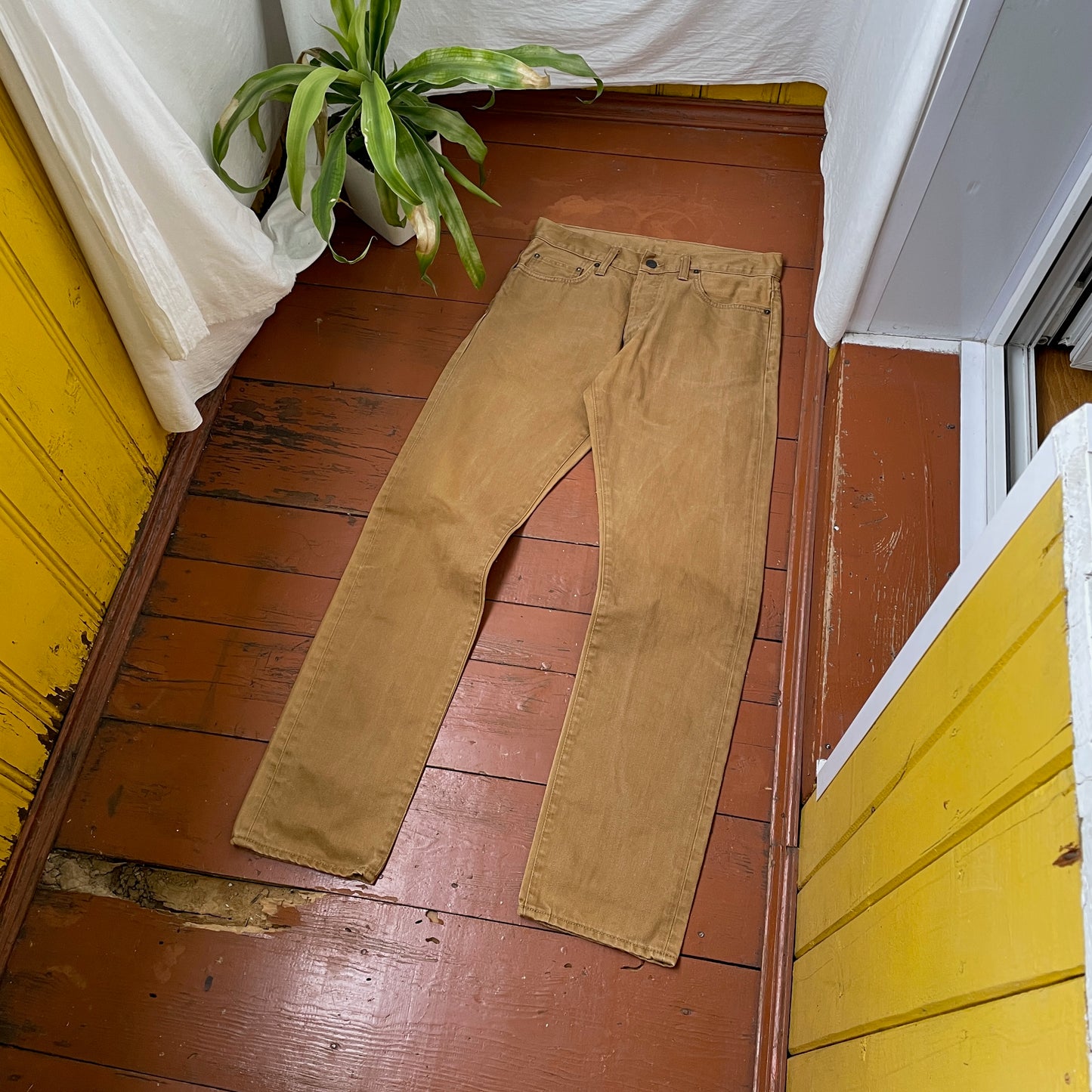 Custom Carhartt Dragon Pants – Faded Brown Dragon Art | Vintage Canvas Workwear 1 of 1