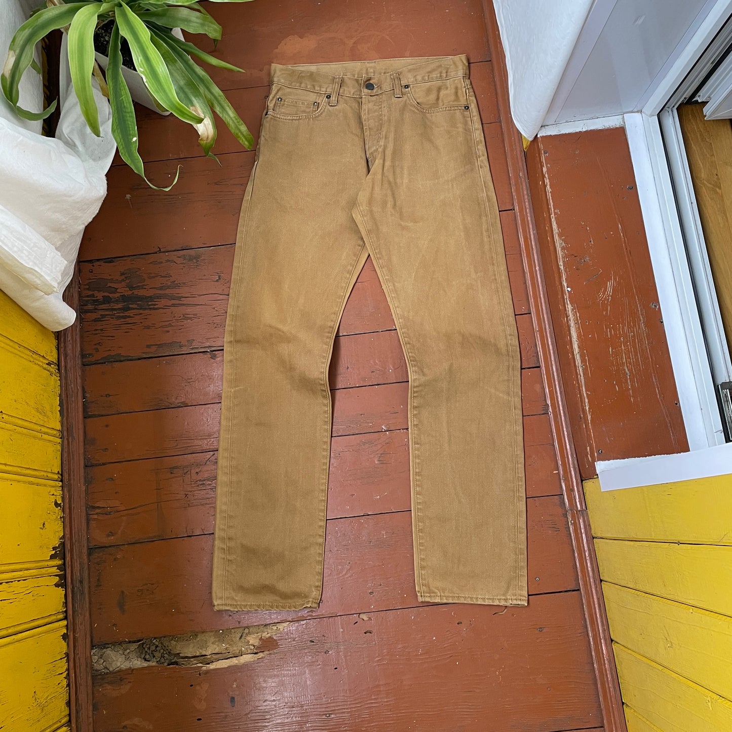 Custom Carhartt Dragon Pants – Faded Brown Dragon Art | Vintage Canvas Workwear 1 of 1