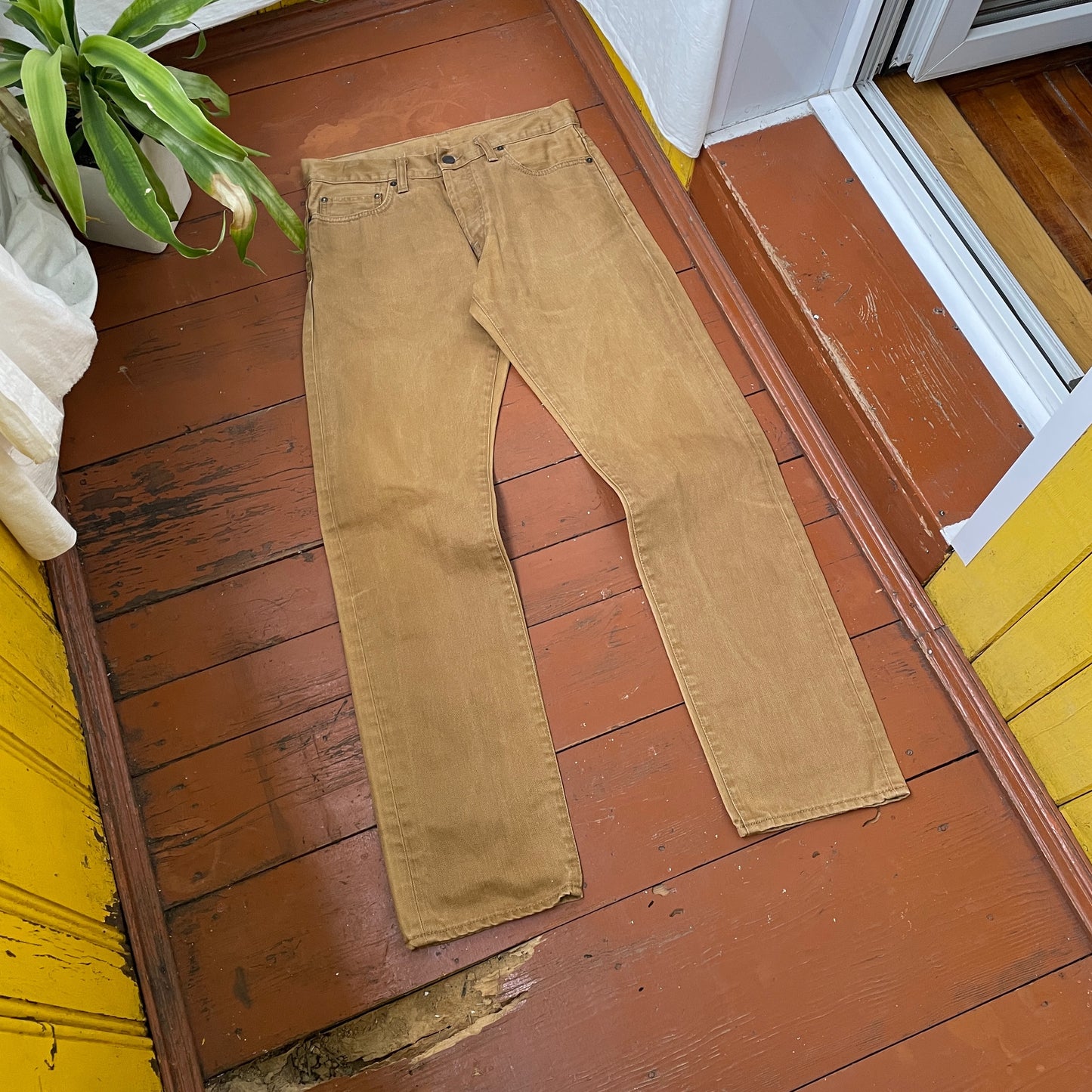Custom Carhartt Dragon Pants – Faded Brown Dragon Art | Vintage Canvas Workwear 1 of 1