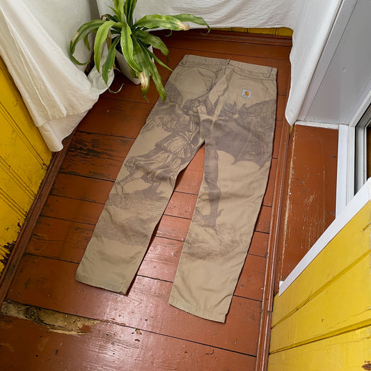 Custom Carhartt Angel & Demon Pants – Large Back Graphic | Vintage Workwear 1 of 1