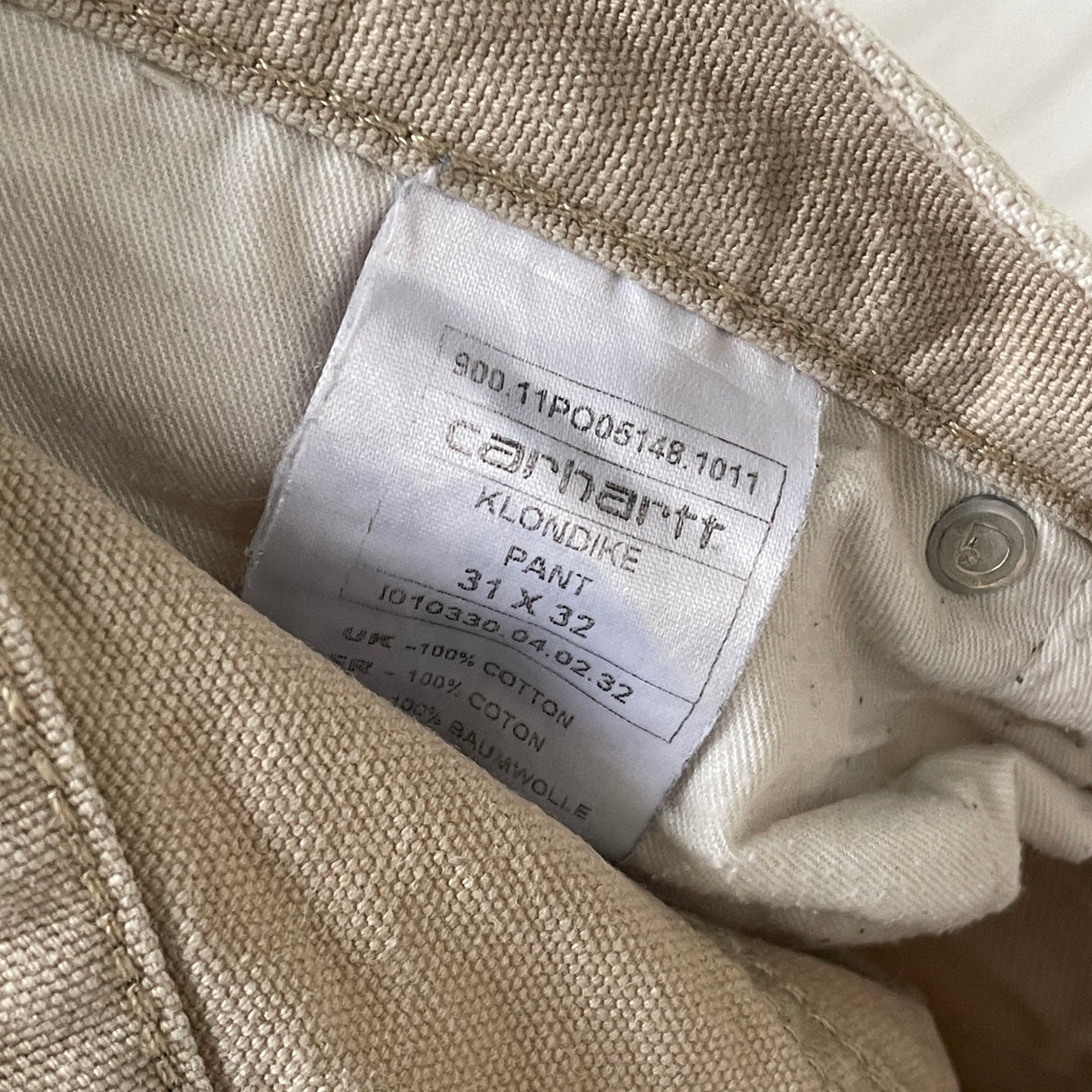 Custom Carhartt Angel Pants – Bleached Renaissance Religious Art on Brown Canvas | Vintage Workwear 1 of 1