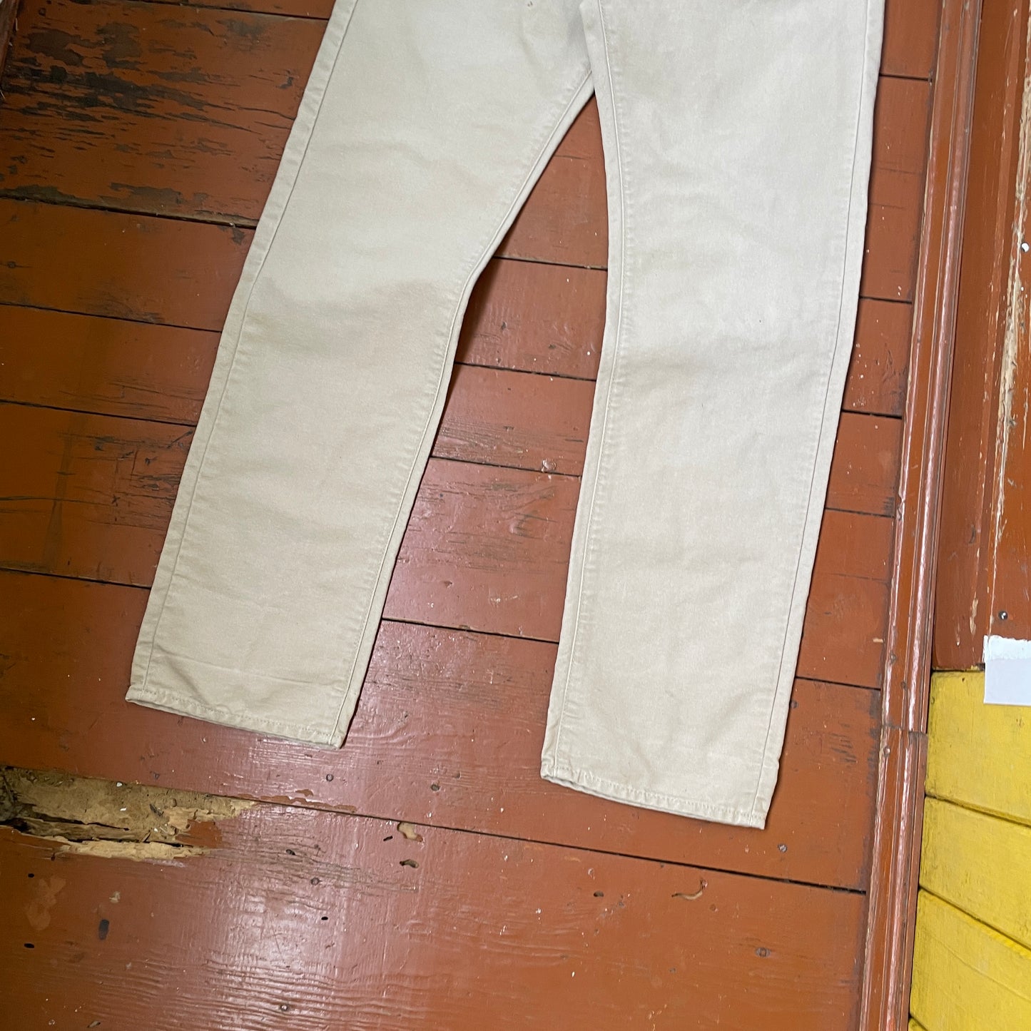 Custom Carhartt Angel Pants – Bleached Renaissance Religious Art on Brown Canvas | Vintage Workwear 1 of 1