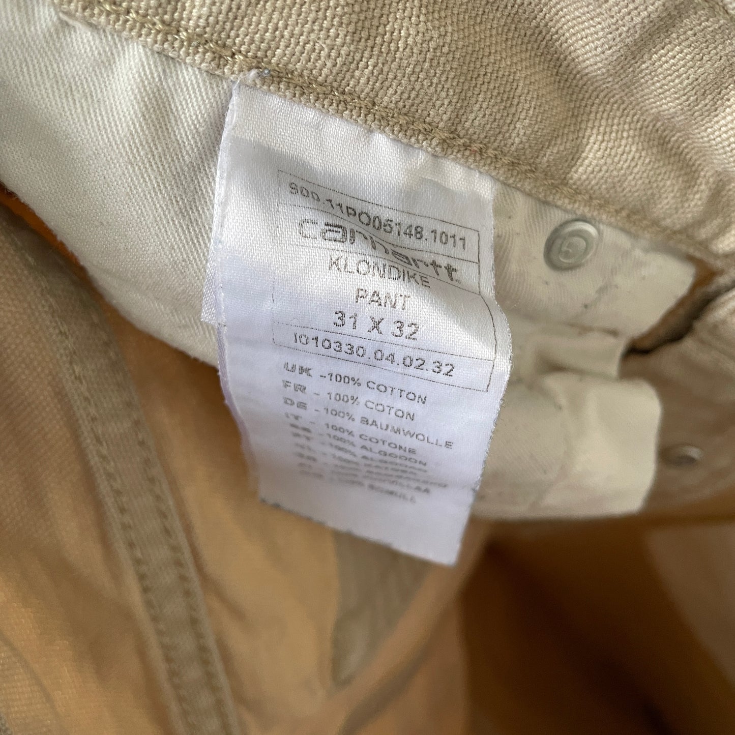 Custom Carhartt Angel Pants – Bleached Renaissance Religious Art on Brown Canvas | Vintage Workwear 1 of 1