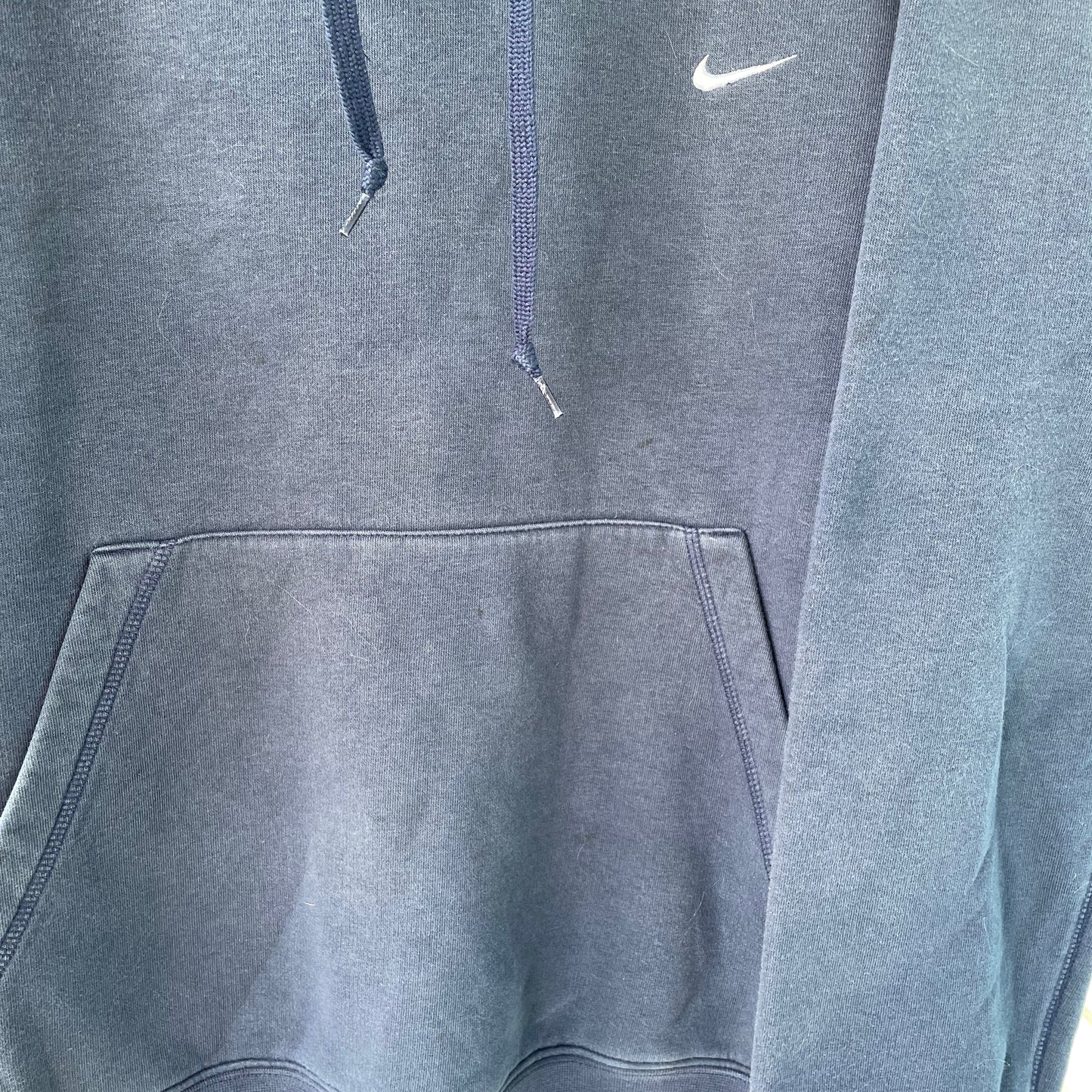 Custom Nike Fur Hoodie – Navy Blue Vintage Swoosh with Faux Fur Hood | Y2K Grunge