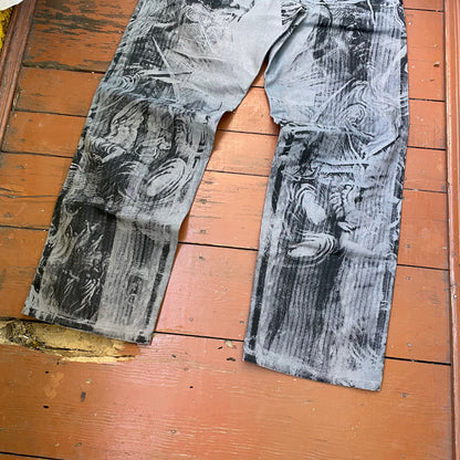 Custom Carhartt Grey Double Knee Work Pants – Grunge Distressed Bleached Effect | Vintage Workwear 1 of 1