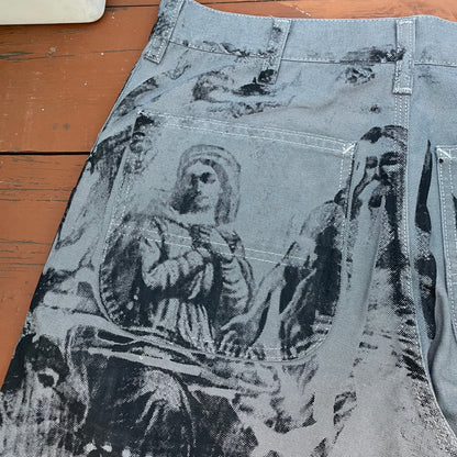 Custom Carhartt Grey Double Knee Work Pants – Grunge Distressed Bleached Effect | Vintage Workwear 1 of 1