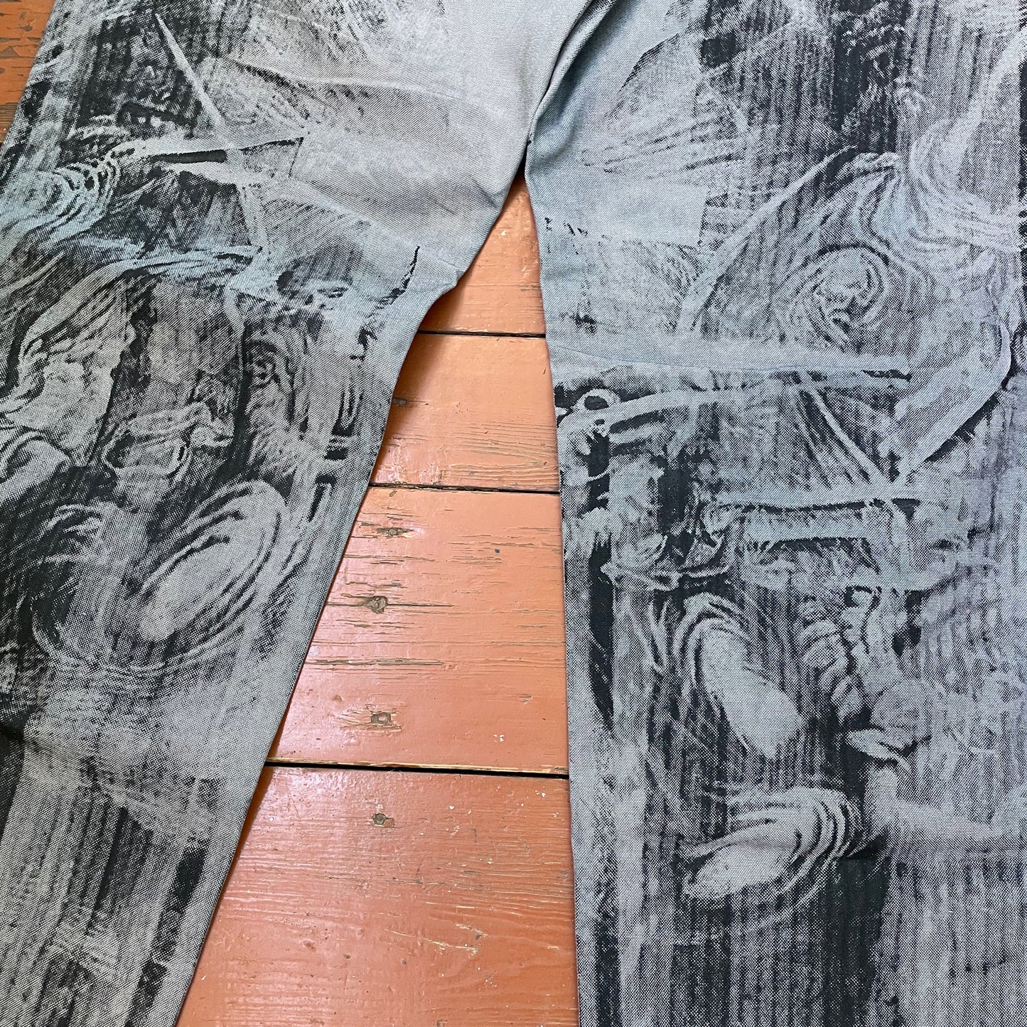 Custom Carhartt Grey Double Knee Work Pants – Grunge Distressed Bleached Effect | Vintage Workwear 1 of 1