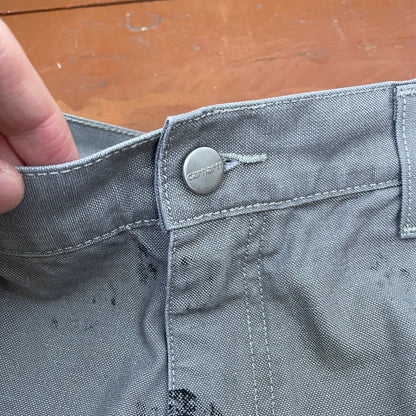 Custom Carhartt Grey Double Knee Work Pants – Grunge Distressed Bleached Effect | Vintage Workwear 1 of 1
