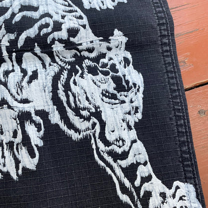 Custom Carhartt Black Cargo Pants – White Twin Tigers Print | Vintage Workwear 1 of 1