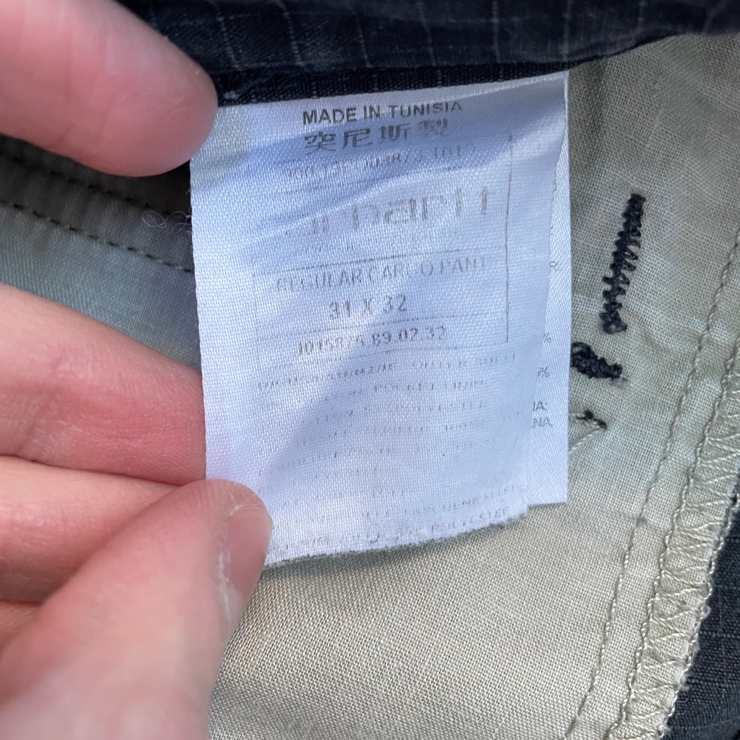 Custom Carhartt Black Cargo Pants – White Twin Tigers Print | Vintage Workwear 1 of 1