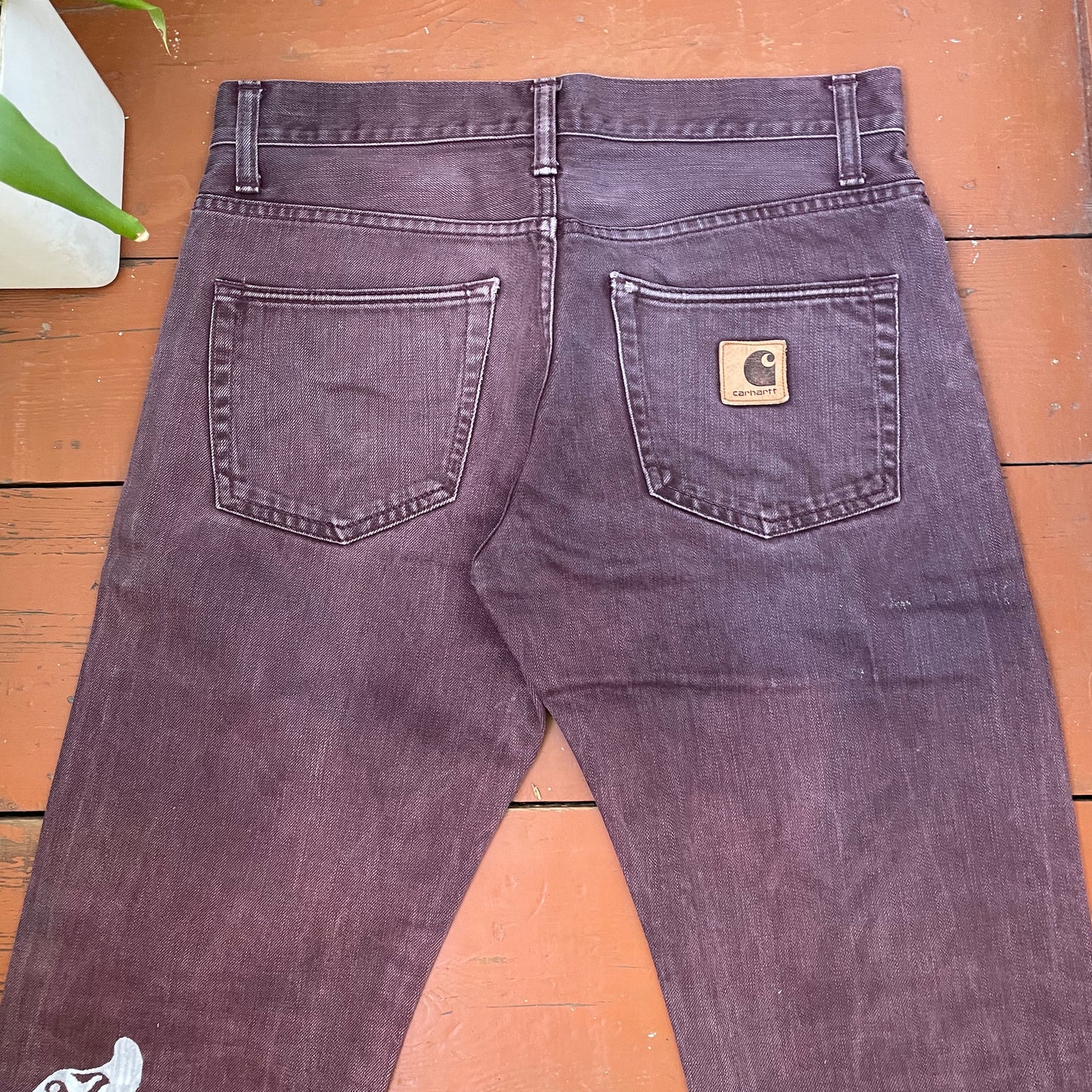 Custom Carhartt Brown Pants – White Twin Tigers Print | Vintage Workwear 1 of 1