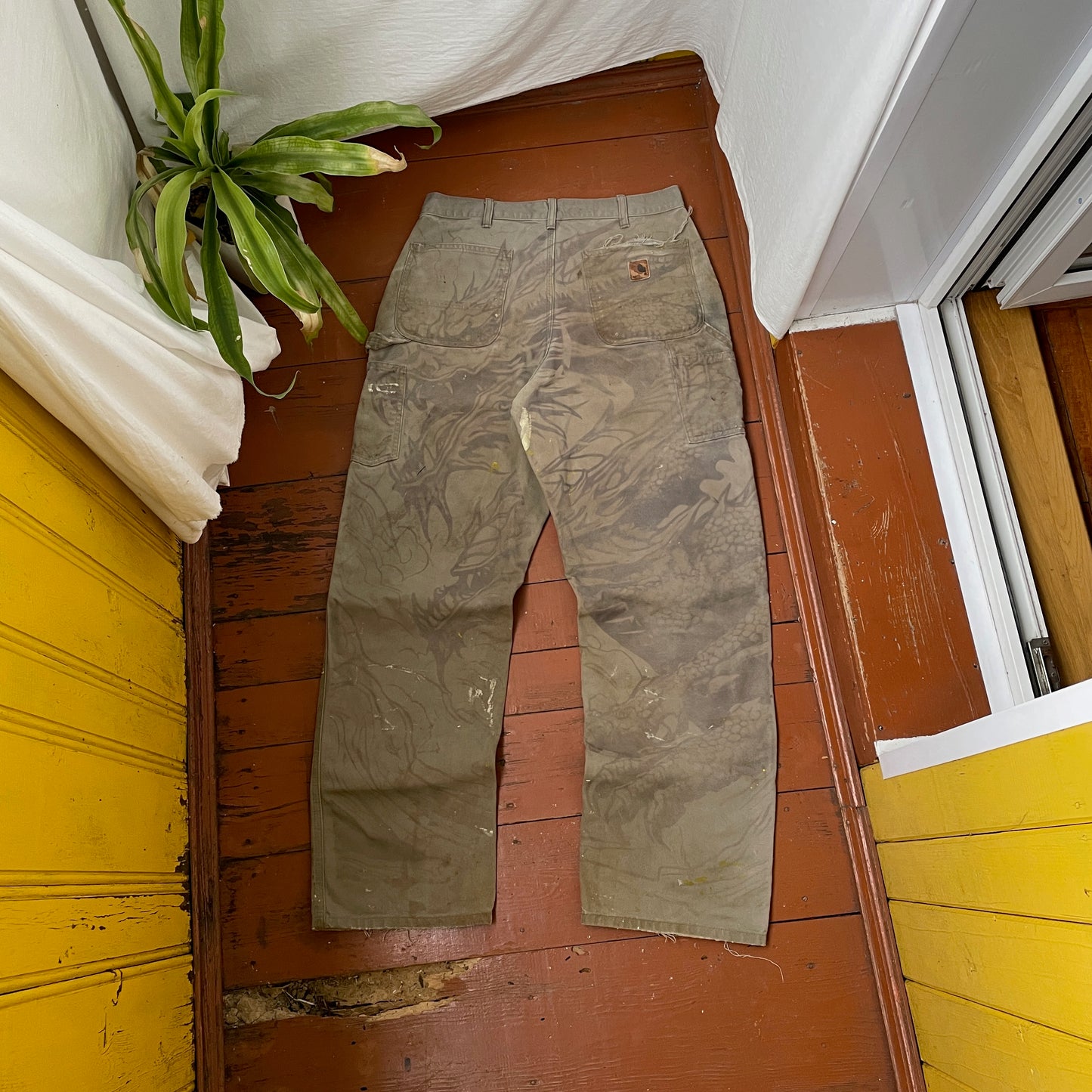 Custom Carhartt Dragon Work Pants – 90s Faded Green | Vintage Utility Streetwear 1 of 1