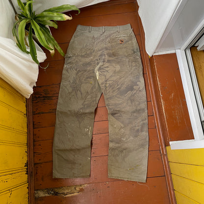 Custom Carhartt Dragon Work Pants – 90s Faded Green | Vintage Utility Streetwear 1 of 1