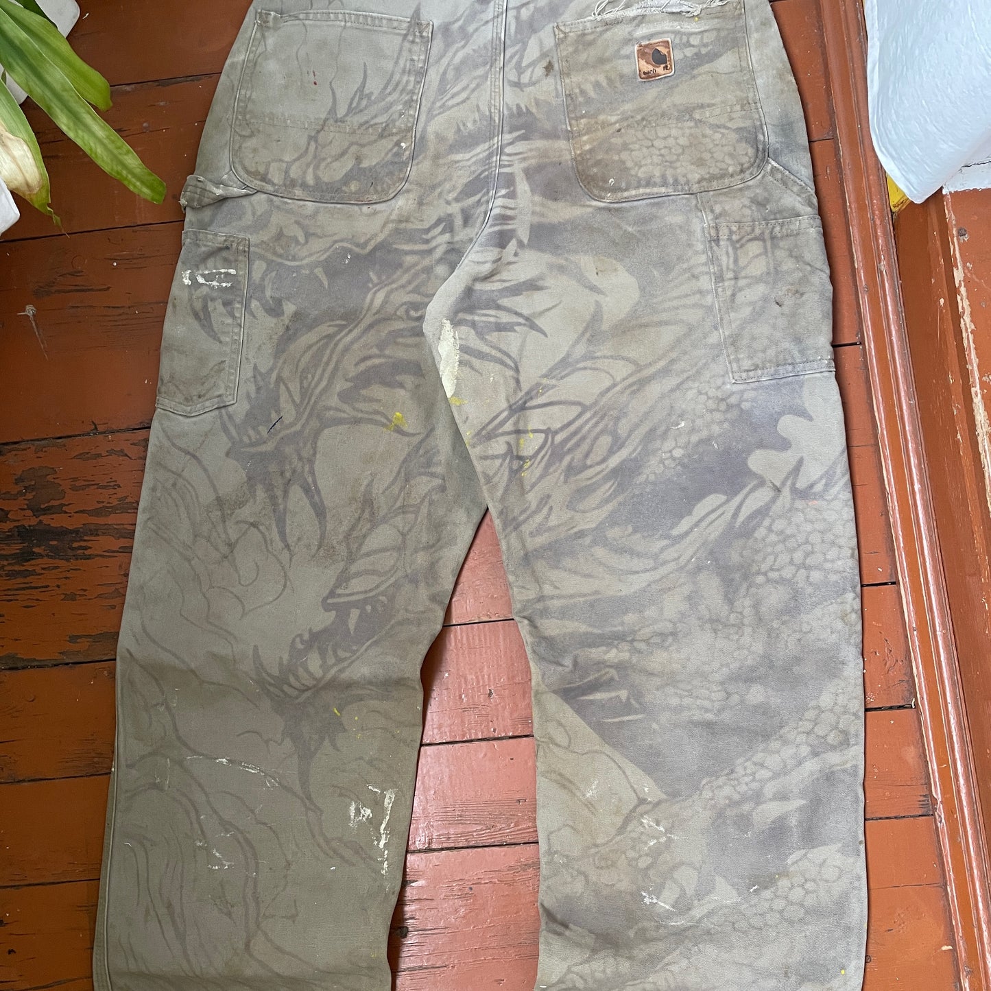 Custom Carhartt Dragon Work Pants – 90s Faded Green | Vintage Utility Streetwear 1 of 1