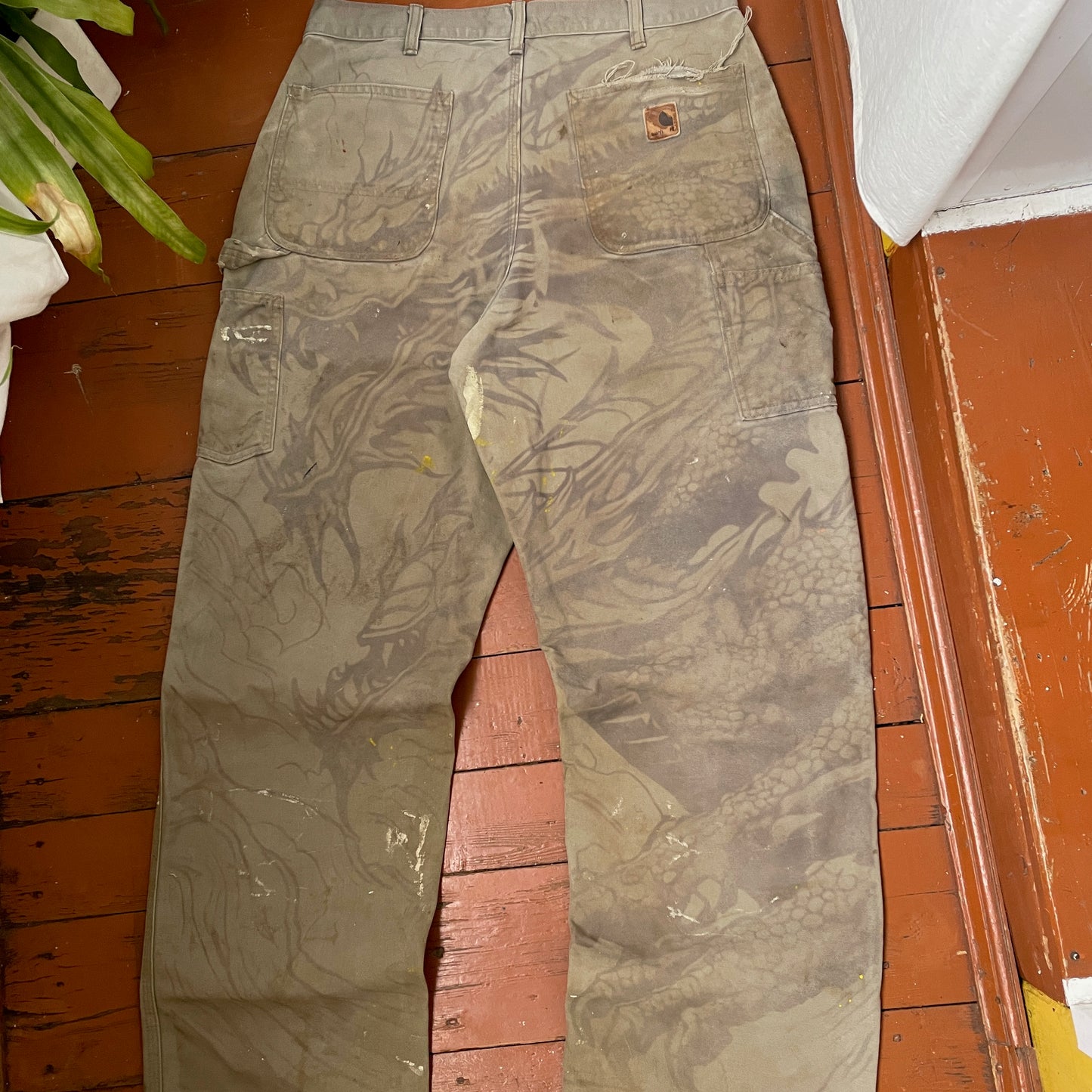 Custom Carhartt Dragon Work Pants – 90s Faded Green | Vintage Utility Streetwear 1 of 1