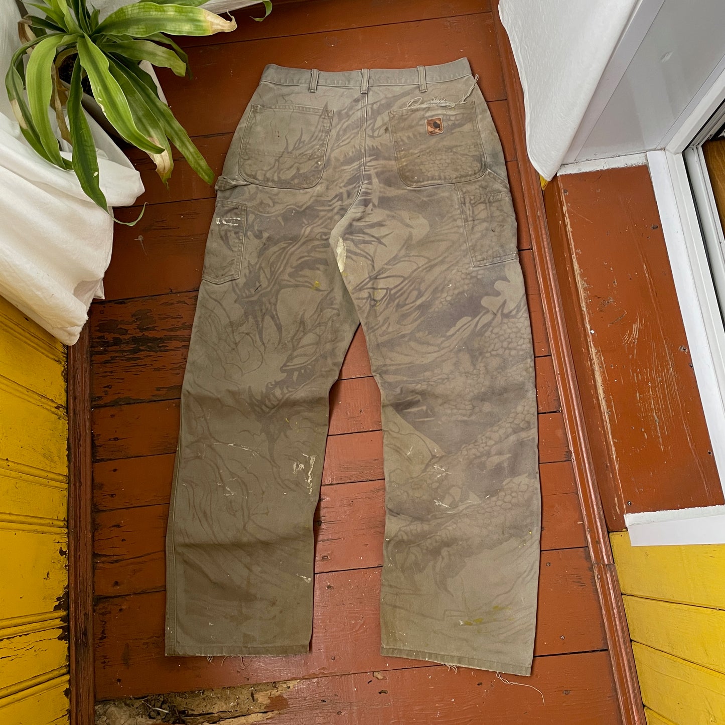 Custom Carhartt Dragon Work Pants – 90s Faded Green | Vintage Utility Streetwear 1 of 1