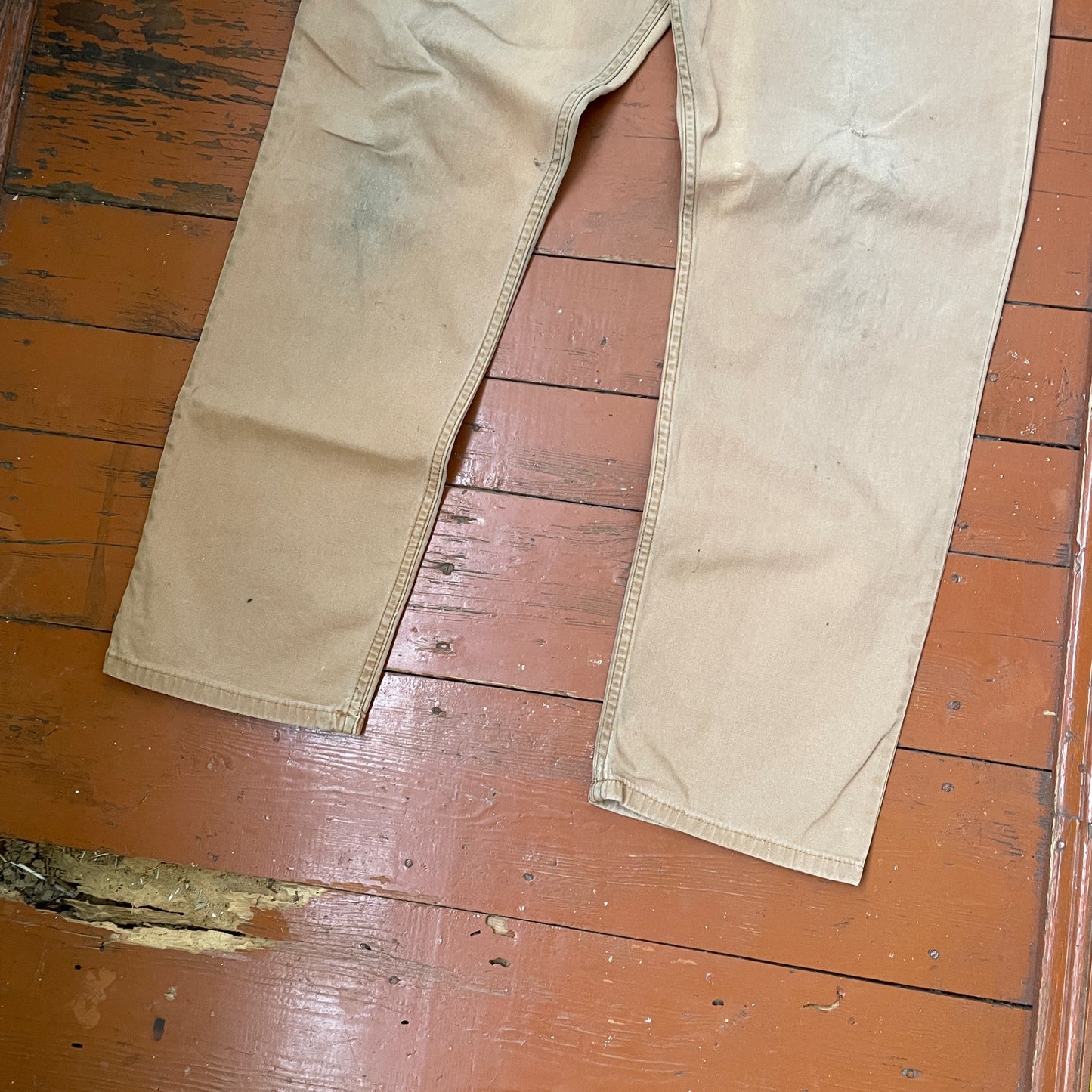 Custom Carhartt Renaissance Pants – Religious Bleached Print | Vintage Canvas 1 of 1