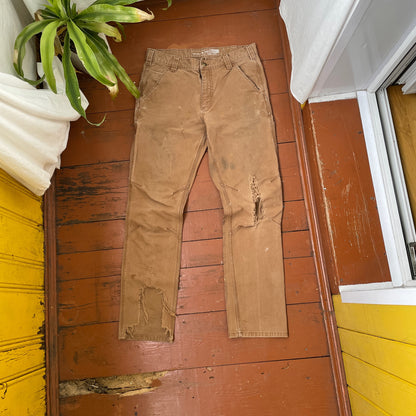 Custom Carhartt Dragon Pants – Faded Dragon Print on Brown Canvas | Vintage Workwear 1 of 1
