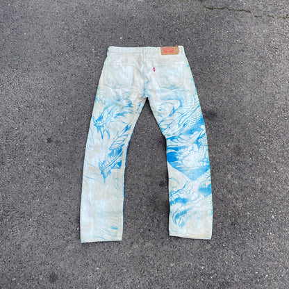 Custom Levi’s Dragon Jeans – Washed Blue Dragon Art | Vintage 1 of 1