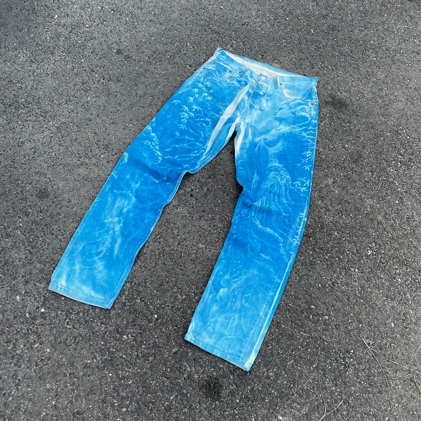 Custom Levi’s Blue Landscape Jeans – Hand-Finished | Vintage Unisex 1 of 1