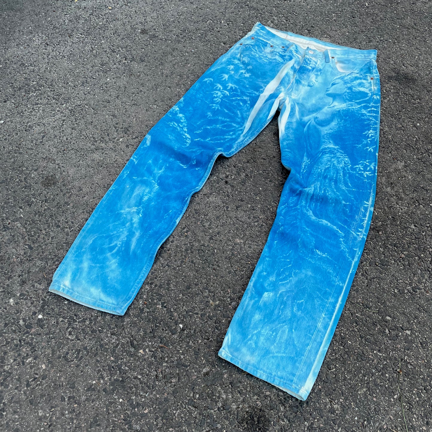 Custom Levi’s Blue Landscape Jeans – Hand-Finished | Vintage Unisex 1 of 1