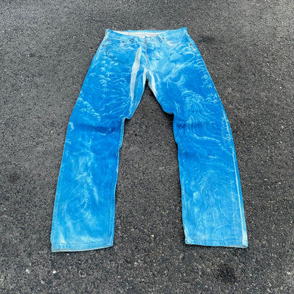 Custom Levi’s Blue Landscape Jeans – Hand-Finished | Vintage Unisex 1 of 1