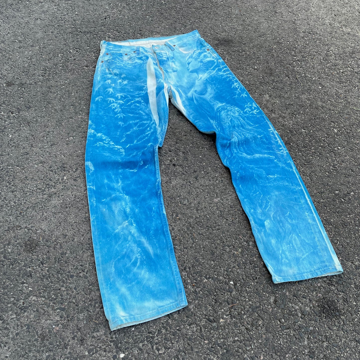 Custom Levi’s Blue Landscape Jeans – Hand-Finished | Vintage Unisex 1 of 1