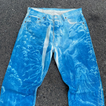 Custom Levi’s Blue Landscape Jeans – Hand-Finished | Vintage Unisex 1 of 1
