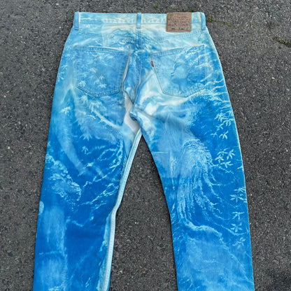 Custom Levi’s Blue Landscape Jeans – Hand-Finished | Vintage Unisex 1 of 1