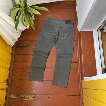 Custom Levi’s Dragon Pants – Handprinted White Dragon on Washed Grey Jeans | Vintage 1 of 1