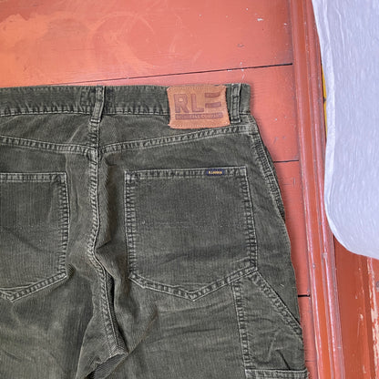 Custom Polo Ralph Lauren Dragon Pants – Handprinted White Dragon on Dark Olive Pants | Vintage Workwear 1 of 1