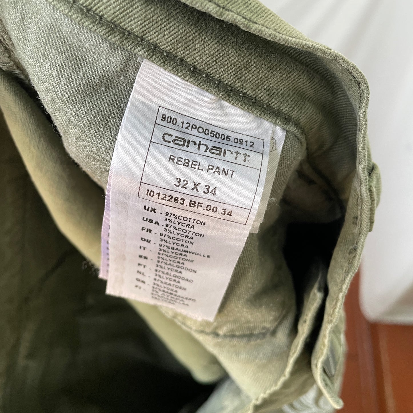 Custom Carhartt Dragon Pants – Handprinted White Dragon on Olive Green Pants | Vintage Workwear 1 of 1