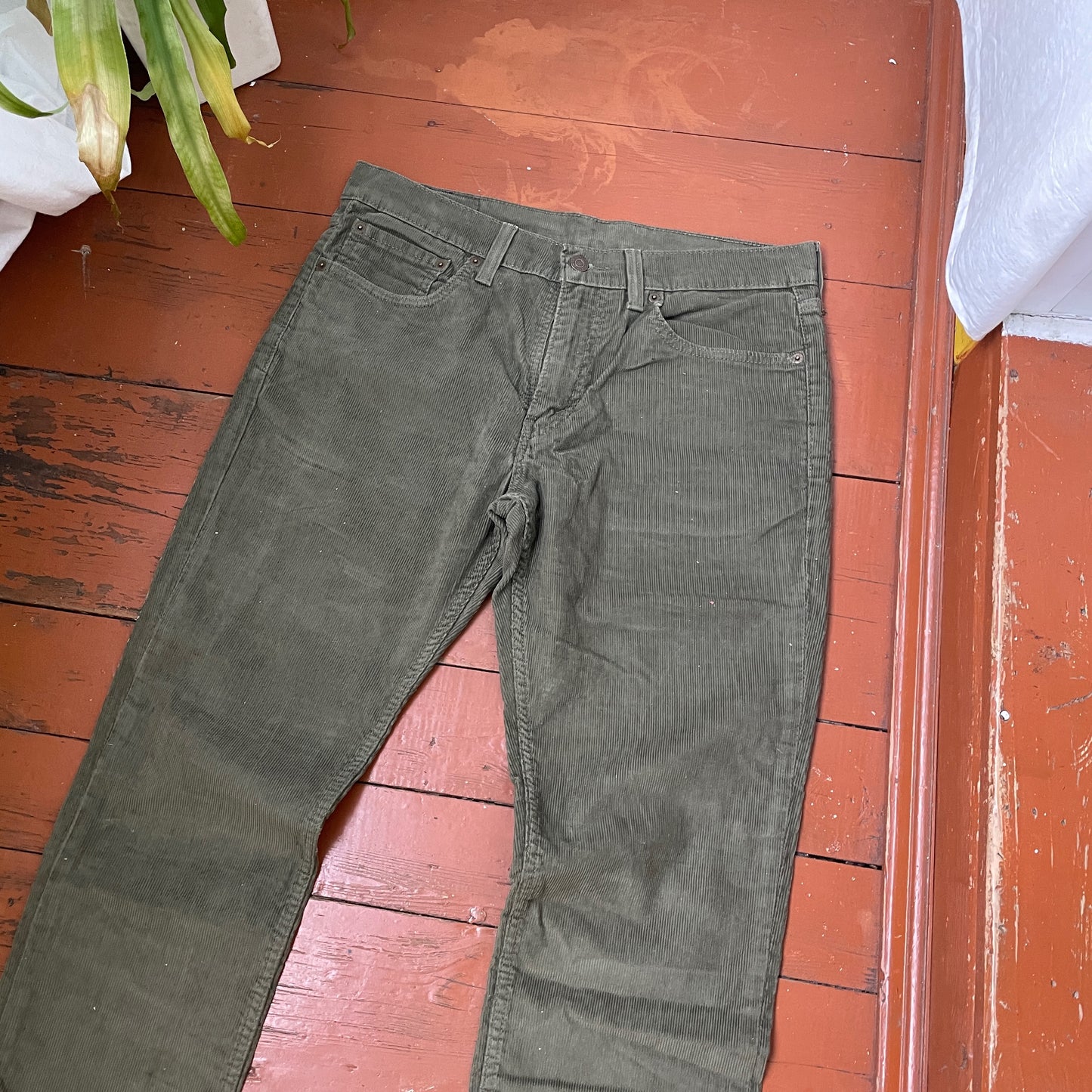 Custom Dickies Dragon Pants – Handprinted White Dragon on Olive Green Canvas | Vintage Workwear 1 of 1