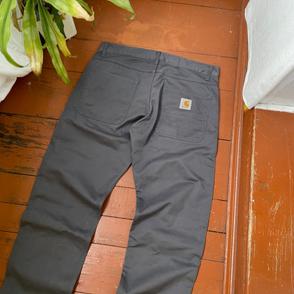 Custom Carhartt Dragon Pants – Handprinted White Dragon Art on Faded Black Canvas | Vintage Workwear 1 of 1