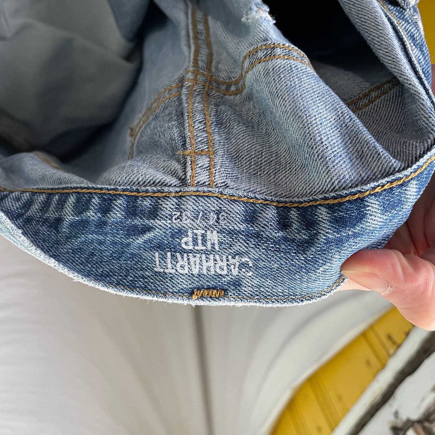 Custom Carhartt Snake Jeans – Handprinted Black Snake Art on Faded Light Wash Denim | 1 of 1 Reworked Pants