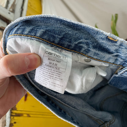 Custom Carhartt Snake Jeans – Handprinted Black Snake Art on Faded Light Wash Denim | 1 of 1 Reworked Pants