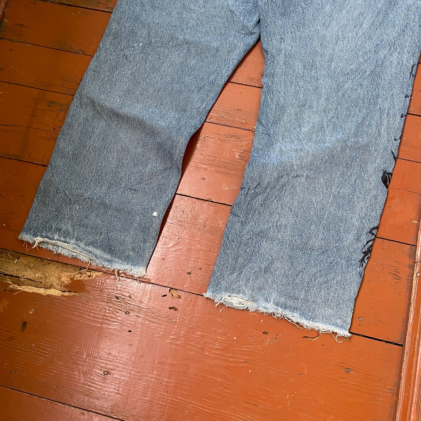Custom Carhartt Snake Jeans – Raw-Hem 1 of 1 Blue Denim with Serpent Print | Vintage Streetwear Pants