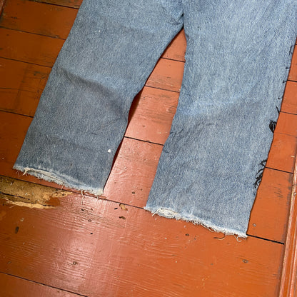 Custom Carhartt Snake Jeans – Raw-Hem 1 of 1 Blue Denim with Serpent Print | Vintage Streetwear Pants