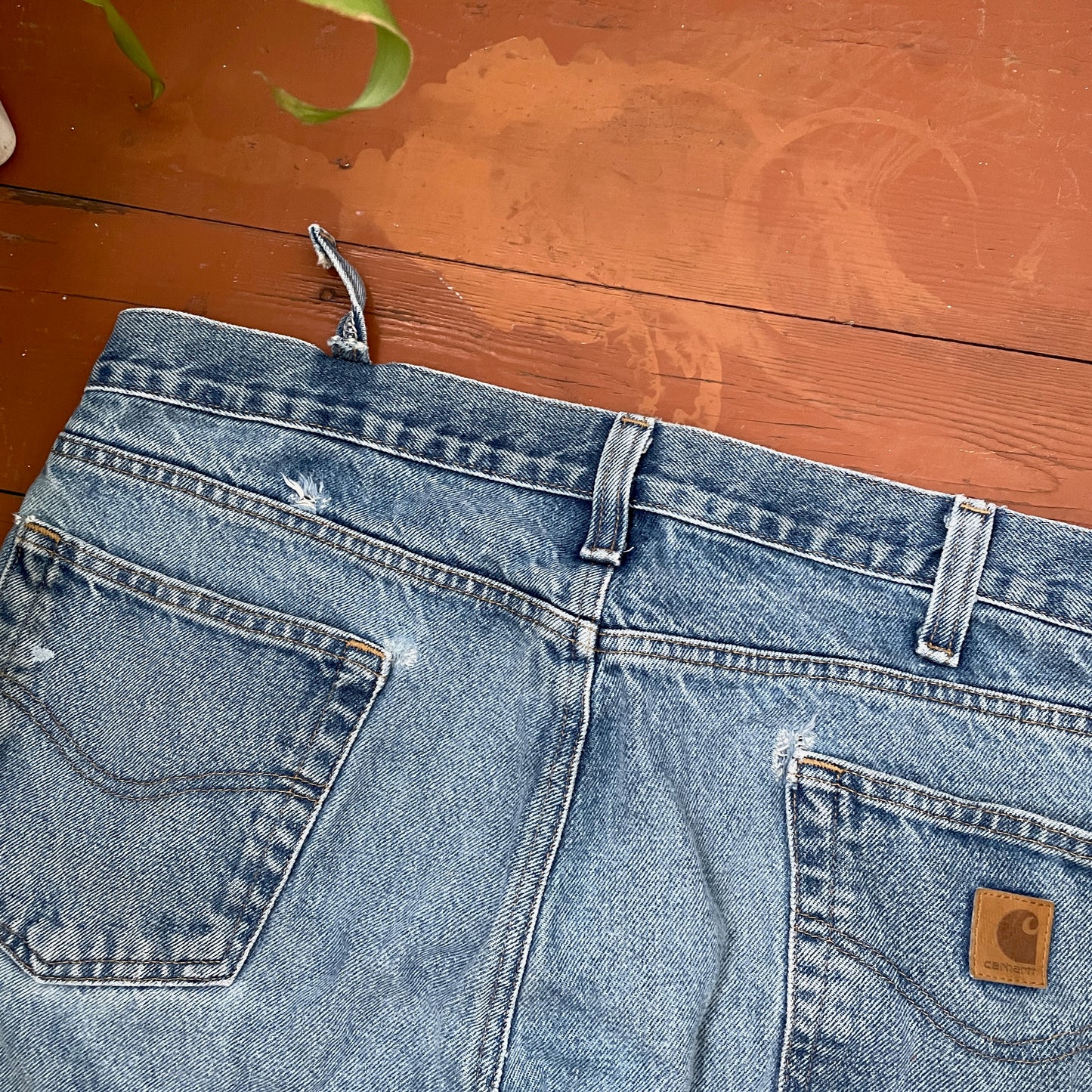 Custom Carhartt Snake Jeans – Raw-Hem 1 of 1 Blue Denim with Serpent Print | Vintage Streetwear Pants