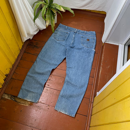 Custom Carhartt Snake Jeans – Vintage 90s Blue Denim with Full Serpent Print | 1 of 1 Streetwear Piece
