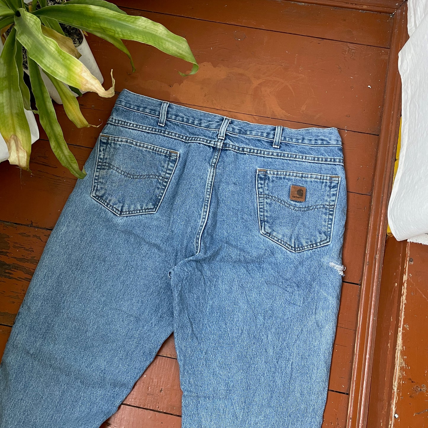 Custom Carhartt Snake Jeans – Vintage 90s Blue Denim with Full Serpent Print | 1 of 1 Streetwear Piece