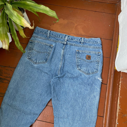 Custom Carhartt Snake Jeans – Vintage 90s Blue Denim with Full Serpent Print | 1 of 1 Streetwear Piece