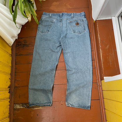 Custom Carhartt Snake Jeans – 90s Vintage Denim with Black Serpent Print | 1 of 1 Streetwear Art